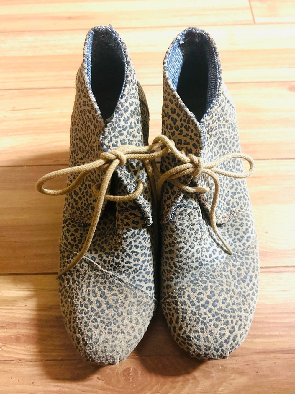 Toms Leopard Lace-Up Ankle Boots - Tan & Black
